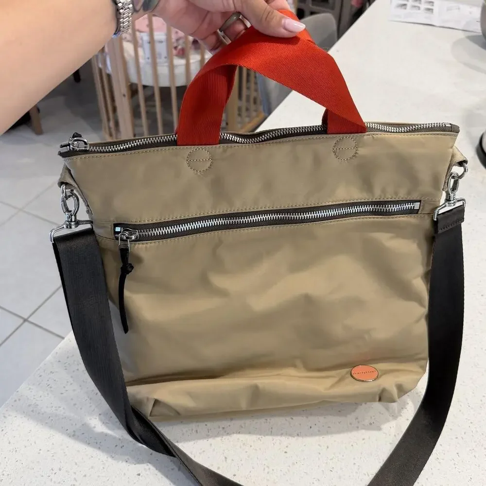 ShortyLOVE Wonder Tote Bag Large Beige Nylon Crossbody Casual Everyday Travel